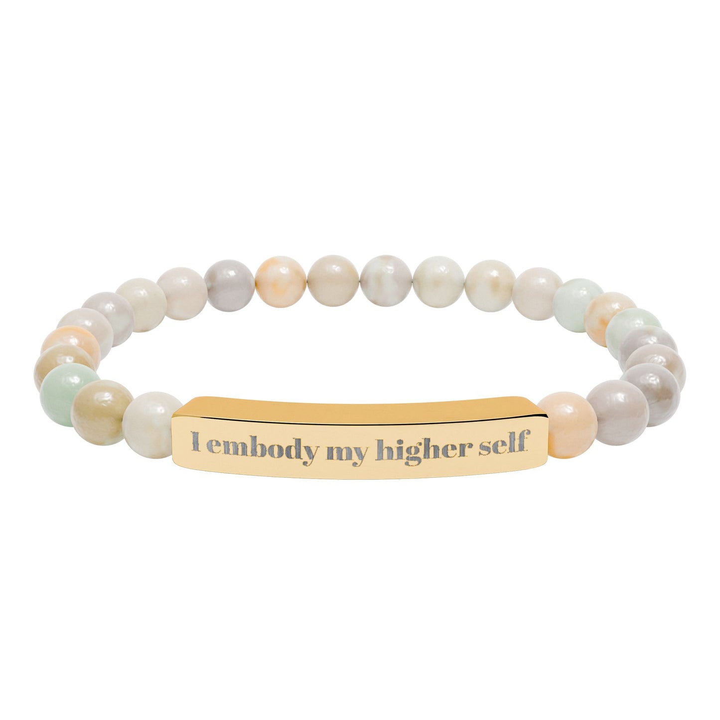 Amazonite 'I Embody My Higher Self' 18K Gold-Coated Stretch Bracelet