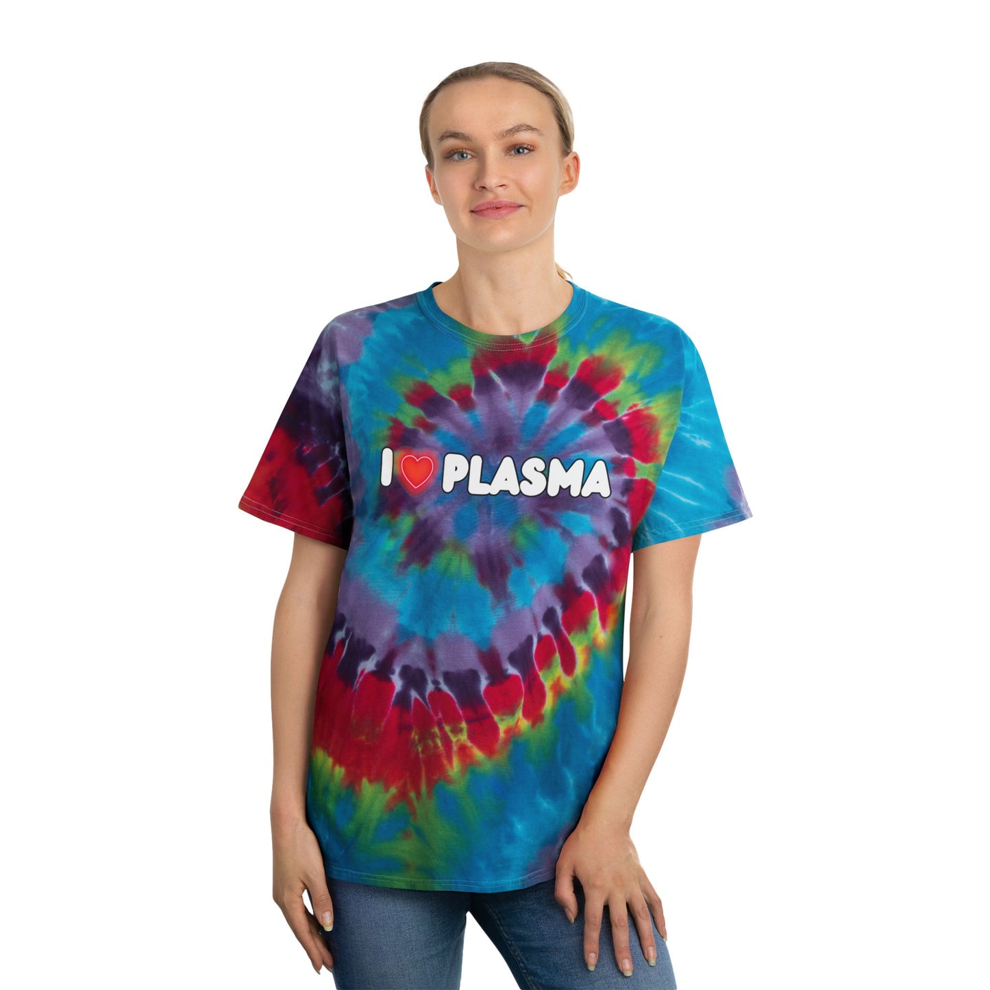 I ❤️ Plasma Tie-Dye Tee - Colorful Spiral Design for Spring/Summer Vibes