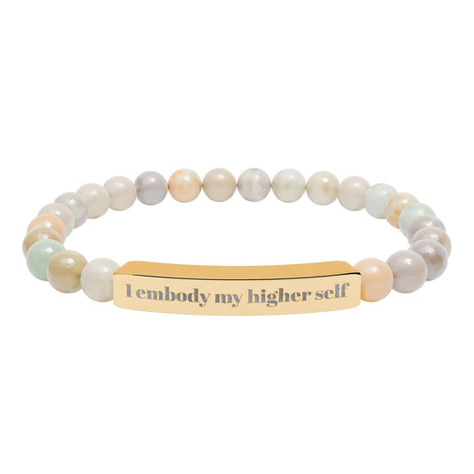 Amazonite 'I Embody My Higher Self' 18K Gold-Coated Stretch Bracelet