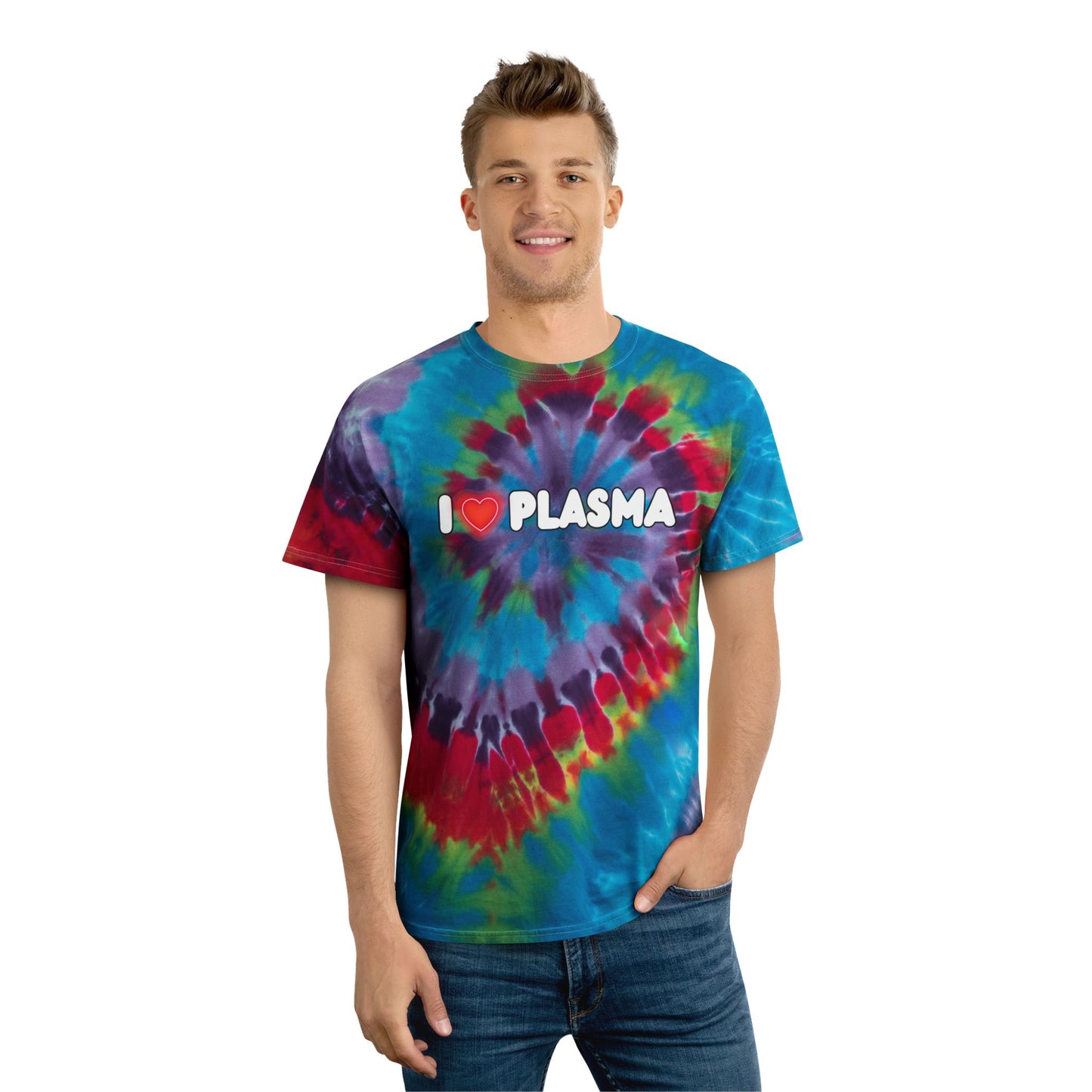 I ❤️ Plasma Tie-Dye Tee - Colorful Spiral Design for Spring/Summer Vibes